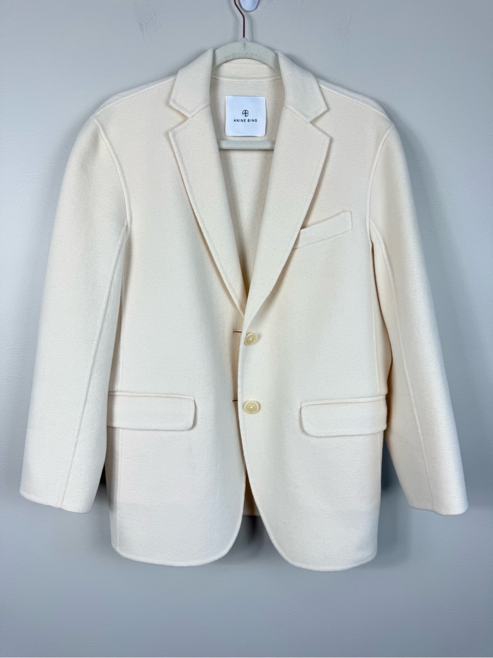 Anine Bing Quinn Blazer XXS Cashmere Wool Cream Single-Breasted Blazer Off White